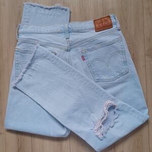 OOAK Custom Light Pink Tinted VTG Levi's 501 Destroyed Jeans 30